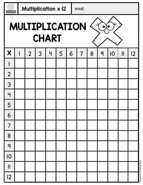 Multiplication Chart - Superstar Worksheets