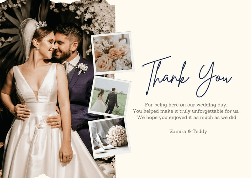 Free custom printable wedding thank you card templates | Canva