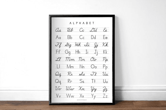 Cursive & Manuscript Print Handwriting Chart | Minimalist ...