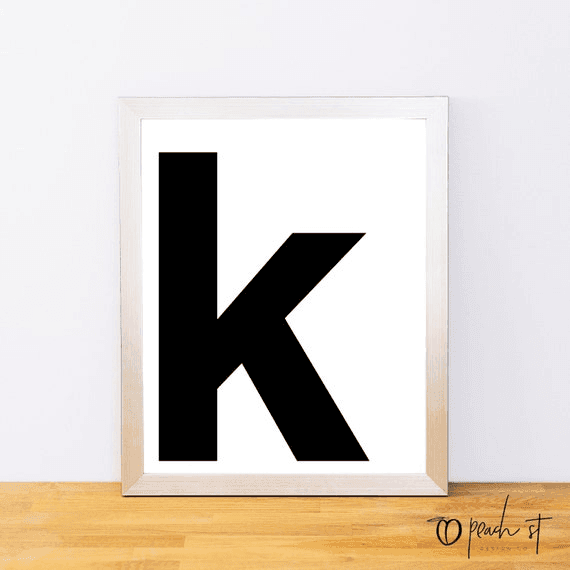 Lowercase Letter K, Typography Print, Printable Monogram ...