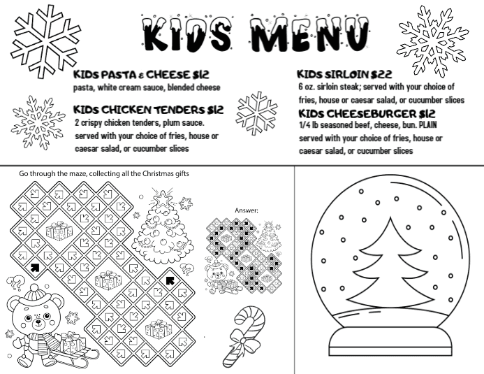 Kids Menu - Winter/Christmas Template | PosterMyWall