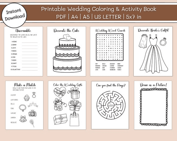 Wedding Activity Book, Wedding Activities for Kids,wedding ...