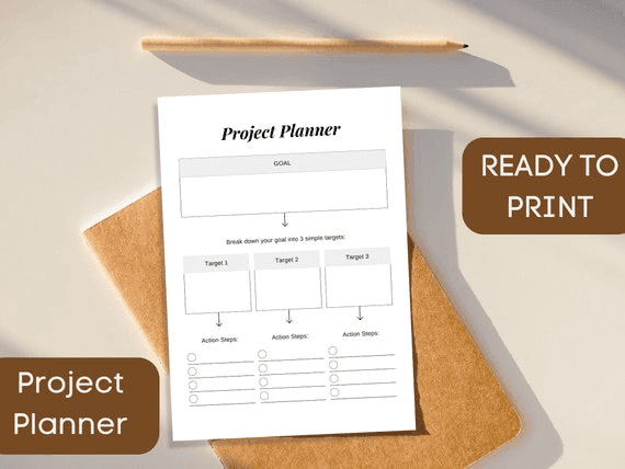 Printable Project Planner, Productivity Planner, Minimalist ...