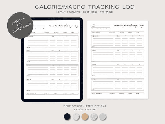 Calorie/macro Tracking Food Log - Digital or Printable PDF ...