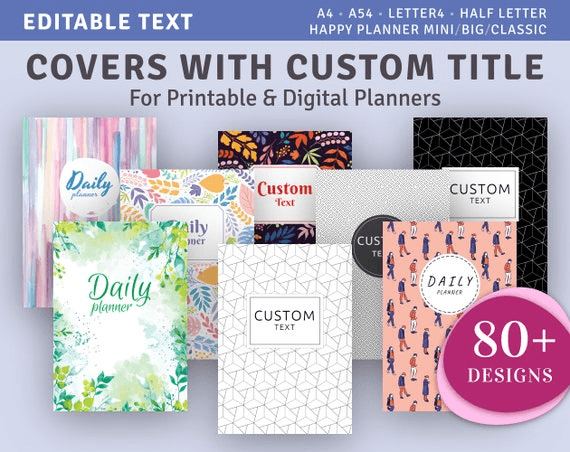 80+ Personalized Planner Covers for Digital & Printable Planners ...