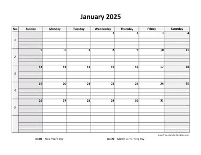 2025 Monthly Calendar (Blank Vertical Template) | Free-calendar ...