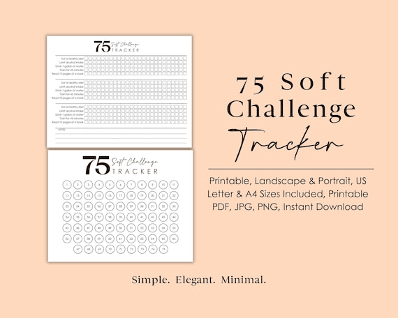 75 Soft Challenge Tracker: Printable Fitness Workout (digital ...
