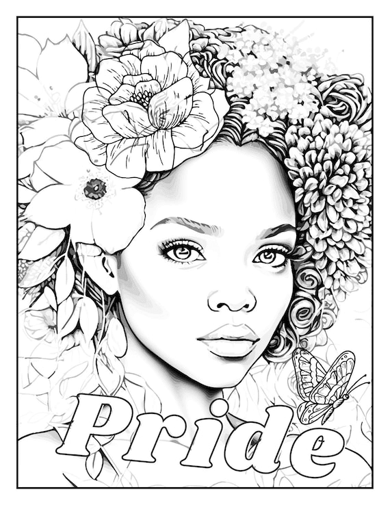 Black Girl Coloring Page| Pride | Printable Adult Coloring Sheet ...