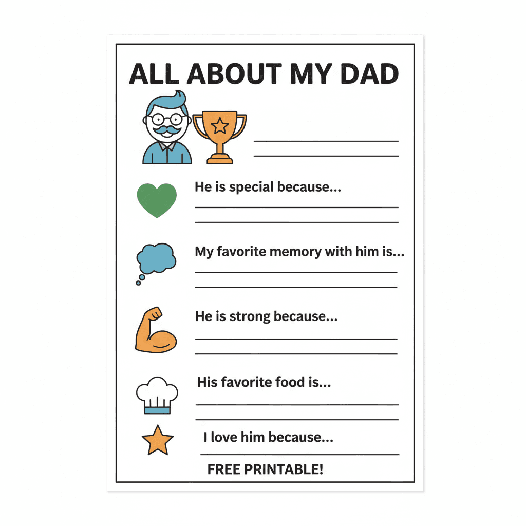AI Generated: all about my dad free printable