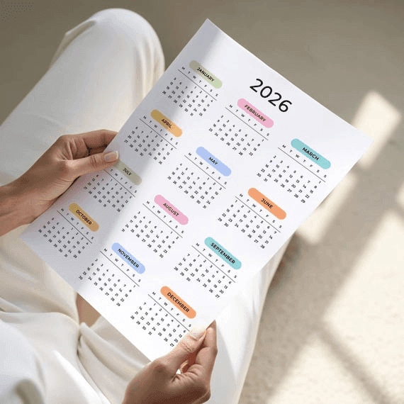 2026 Yearly Calendar 2026 Calendar Printable 2026 Wall Calendar ...