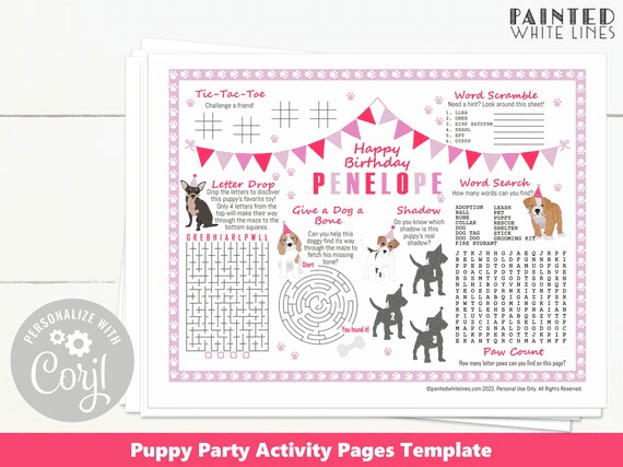 Puppy Dog Party Birthday Activity Kids Activity Sheet Printable ...
