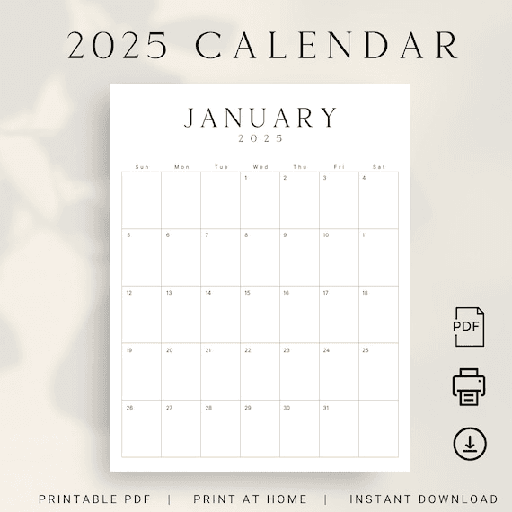 2025 Calendar Printable 2025 Monthly Planner Portrait 2025 LUXE ...