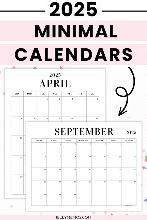 2025 Minimal Calendar Printable (Vertical & Horizontal!) - JellyMemos