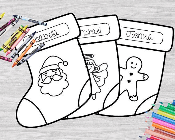 Printable Christmas Stocking Coloring Pages: Kids' Holiday Craft ...