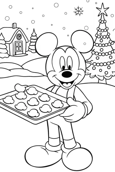 Mickey Mouse Christmas Cookie Parade Coloring Page - Free & Printable