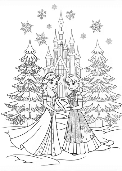 Elsa and Anna's Magical Sister Bond Coloring Page - Free & Printable