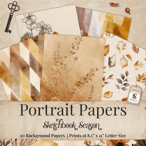 Minimalist Floral Fall Portrait Background Papers, Autumn Flowers ...