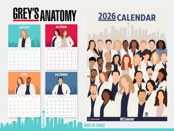 Grey's Anatomy 2026 Monthly Calendar Planner Journal Minimalist ...