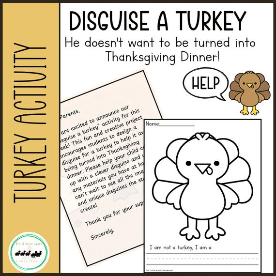 Disguise a Turkey Activity: Printable Thanksgiving Craft (PDF) - Etsy
