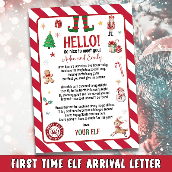 Editable Elf First Time Arrival Letter, Christmas Elf Hello Note ...