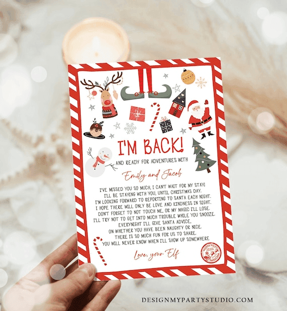 Editable Elf Arrival Letter Return Letter Christmas Elf I'm Back ...