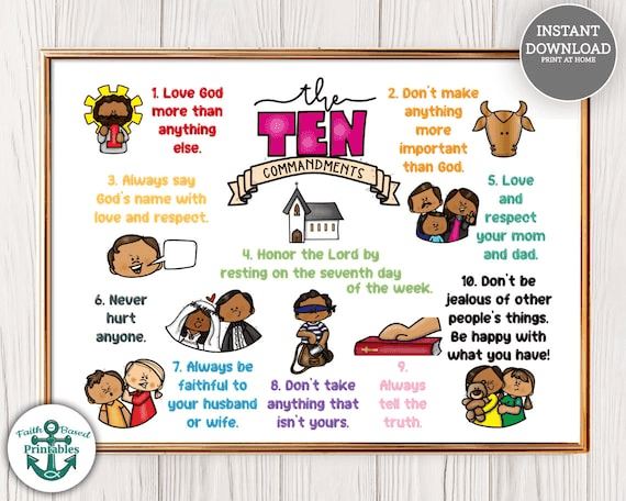 Ten Commandments Printable Ten Commandments Sign 10 Commandments ...