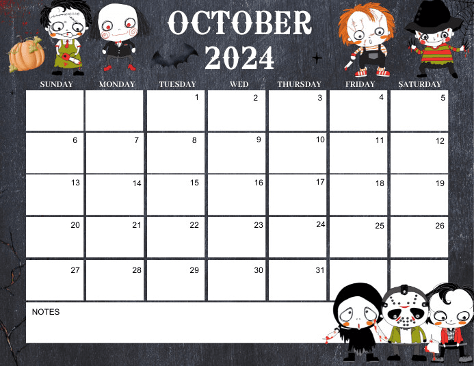 Halloween October Calendar 2024 Template | PosterMyWall