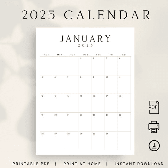 2025 Calendar Printable 2025 Monthly Planner Portrait 2025 LUXE ...