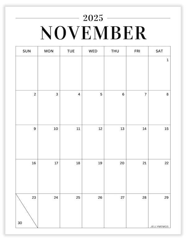 2025 Minimal Calendar Printable (Vertical & Horizontal!) - JellyMemos