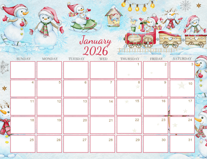 January 2026 Calendar Printable Template | PosterMyWall