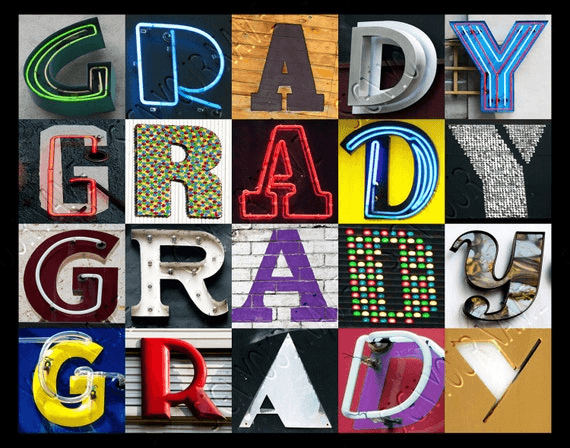 Personalized Poster Featuring GRADY in Photos of Alphabet Letters ...