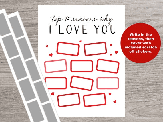 Scratch and Reveal 10 Reasons Why I Love You, Personalized Gift ...
