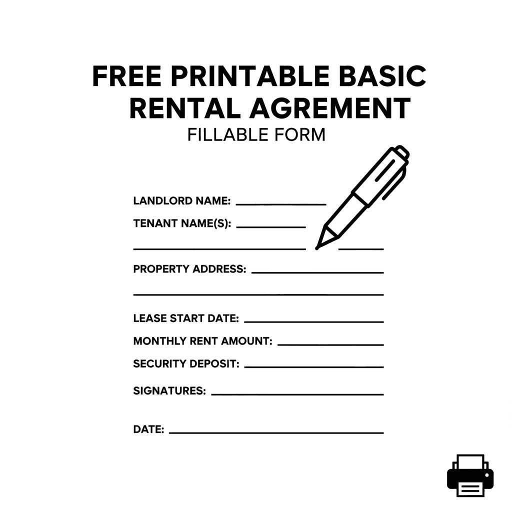 AI Generated: free printable basic rental agreement fillable