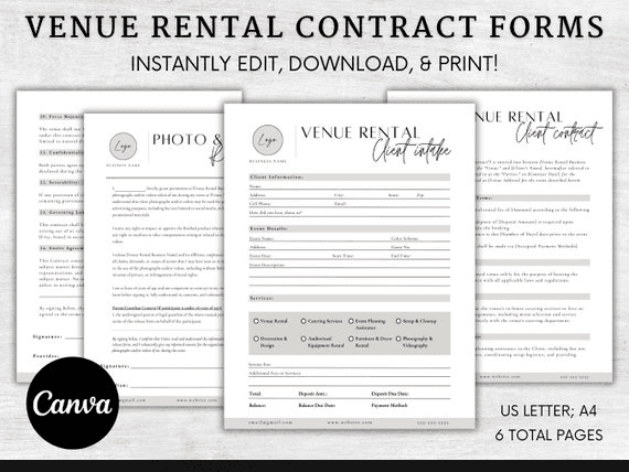 Venue Rental Forms Bundle, Wedding Venue Contract Template, Event ...