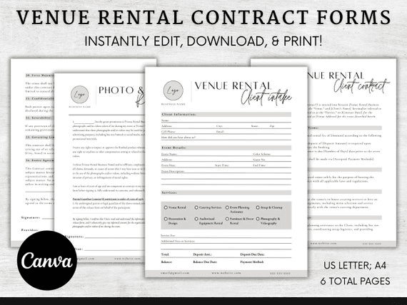 Venue Rental Forms Bundle, Wedding Venue Contract Template, Event ...
