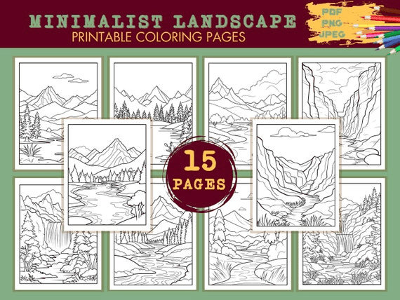 Minimalist Landscape Coloring Pages, 15 Printable Coloring Pages ...