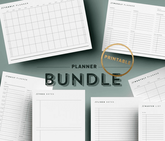 Printable Planner Bundle | Undated Planner Pages | Yearly Monthly ...