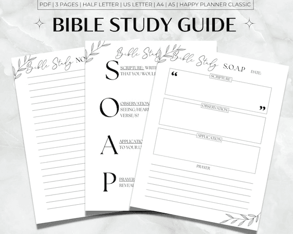 Bible Study Guide Printable, SOAP Bible Study Template, Minimalist ...