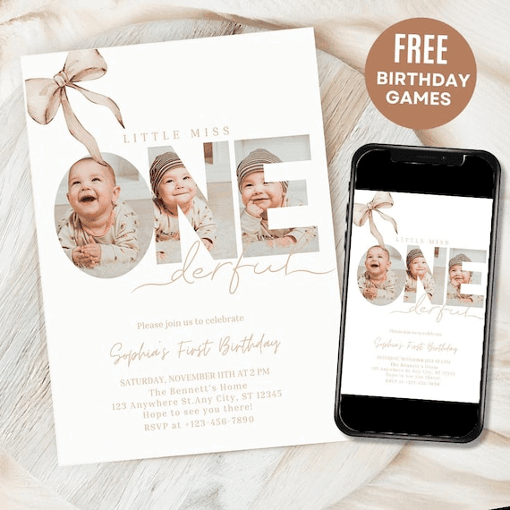 Little Miss Onederful Birthday Invitation First Birthday Invite ...