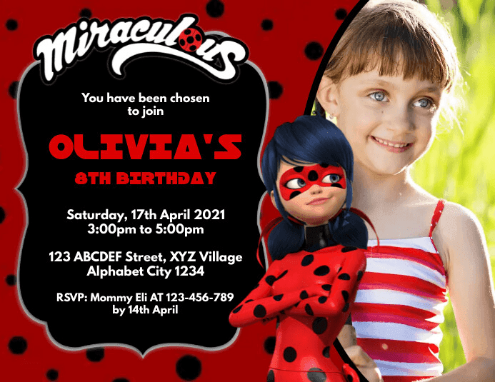 Miraculous Ladybug Birthday Invitation Template | PosterMyWall