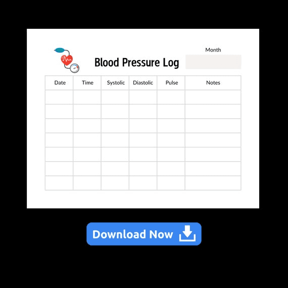 Blood Pressure Log | Daily Blood Pressure | Hypertension Tracker ...