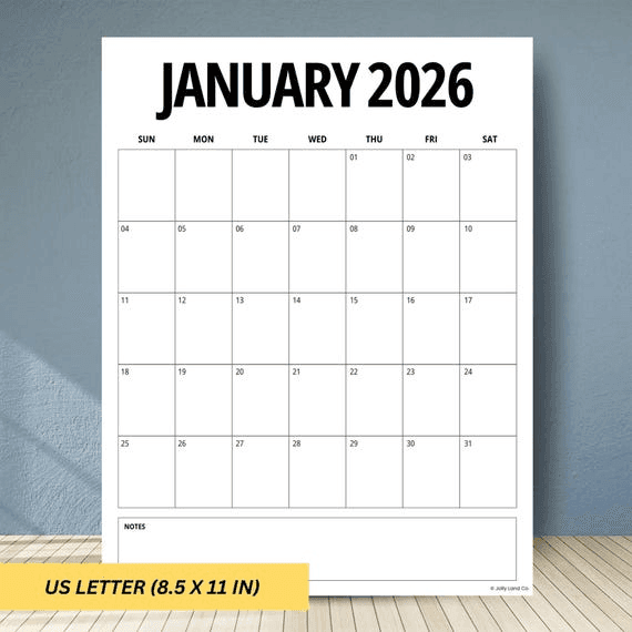 2026 Minimalist Calendar: Printable Portrait Planner (a4/letter ...