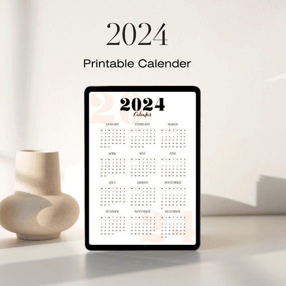 Printable Calendar 2024, Yearly Calendar 2024, Year Overview of ...