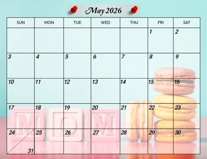 May 2026 calendar planner Template | PosterMyWall