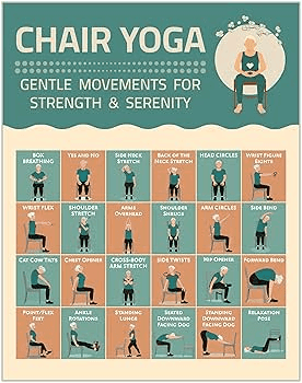 Chair Yoga Chart For Seniors - 24 Illustrated Stretching Poses for ...