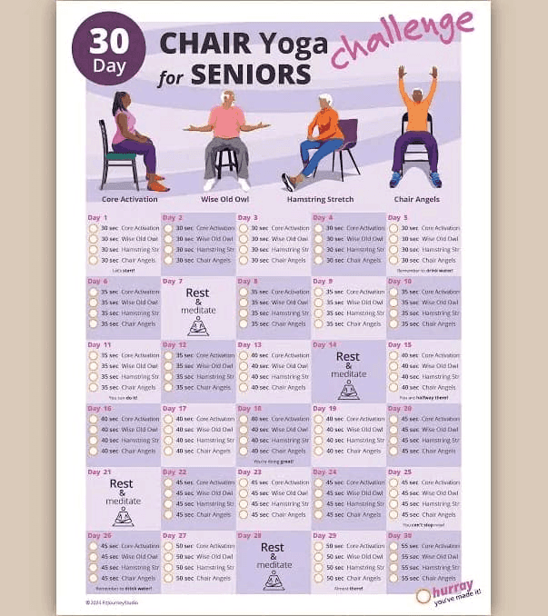 30 Day Chair Yoga For Seniors Challenge | Chair Exercise Guide I ...