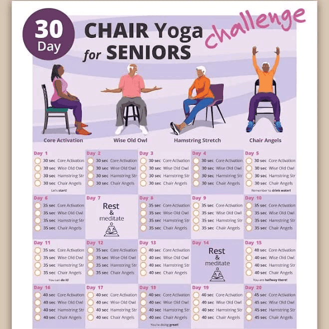 30 Day Chair Yoga For Seniors Challenge | Chair Exercise Guide I ...