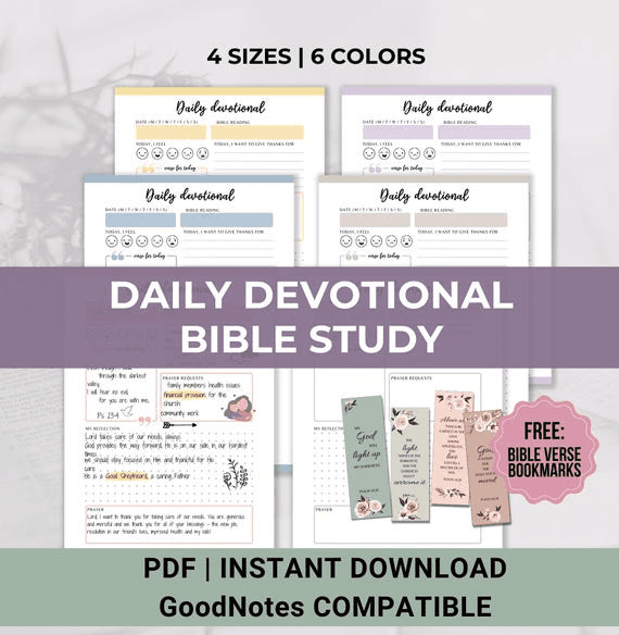 Daily Devotional Journal, Digital Bible Study Template, Christian ...