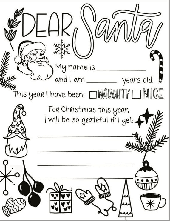 Dear Santa, Santa Letter, Christmas Printable, Dear Santa Letter ...