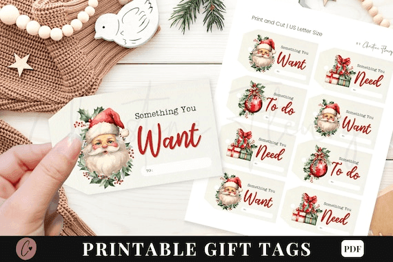 Printable Christmas Gift Tags, Three Gift Rule Christmas Printable ...